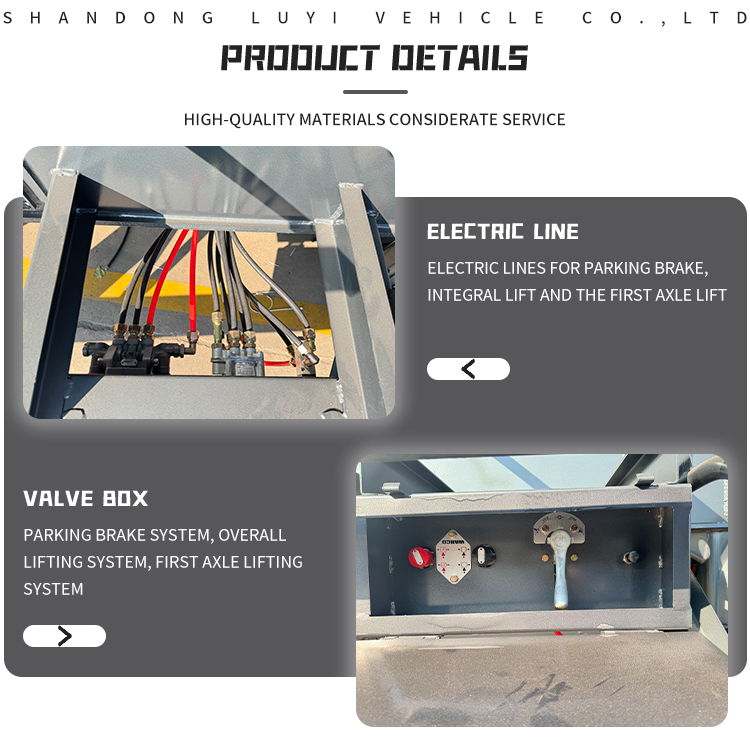 3 essieux remorque de décharge arrière hydraulique de 60 tonnes 9