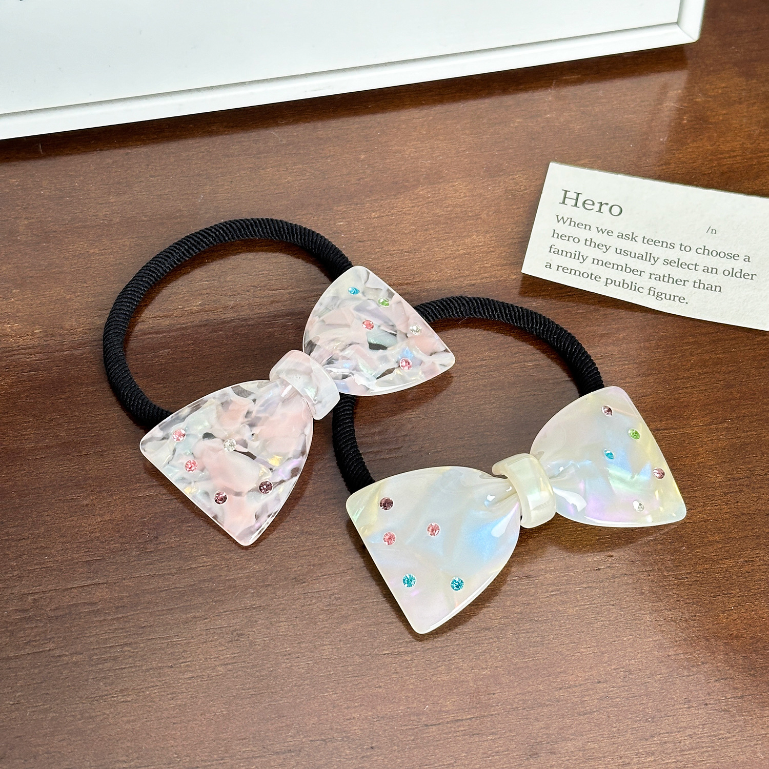 Dowell Cute Bowknot Acetate Elastic Rope Hair Decoration With Rhinestone For Parties Pretty Elegant 18