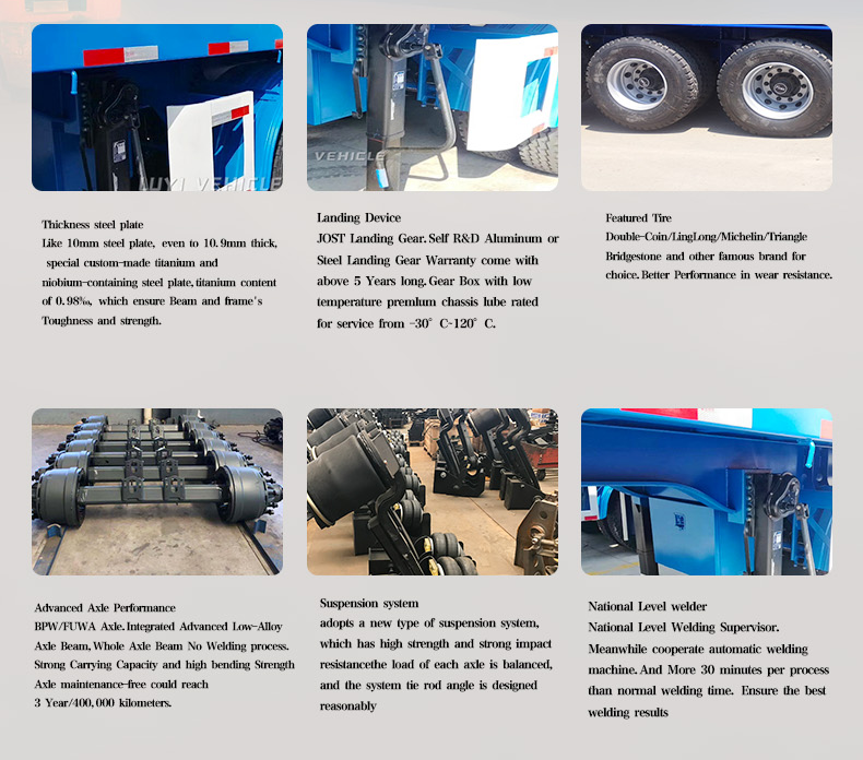 4 محاور 60TON Side Coal Side Tipping Dump Trailers 11