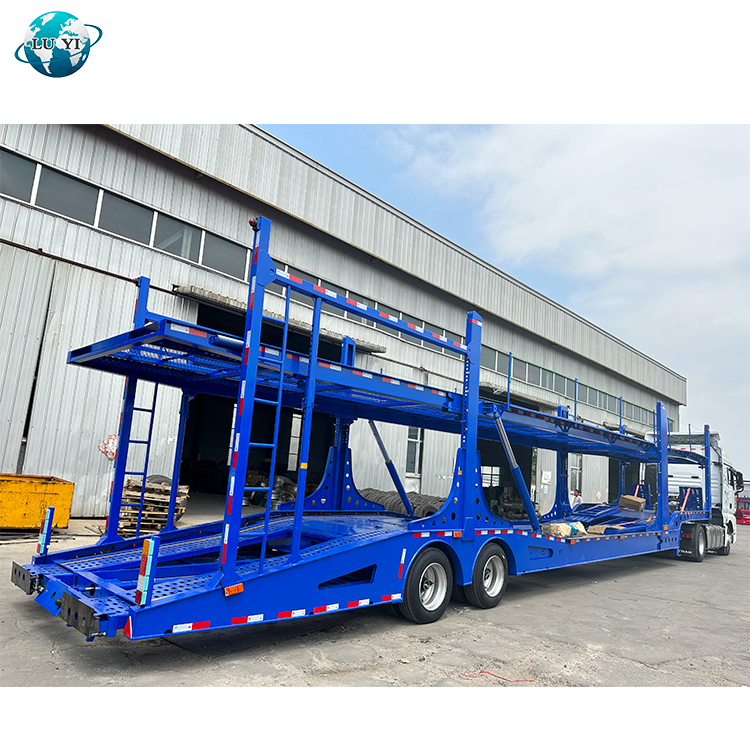 6 voitures à double pont de la capacité de transport automobile semi-remorque 9