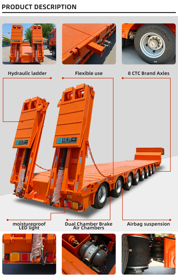 Tri-eje 40-120 toneladas de múltiples ejes múltiples Semi Trailer | Luyi 11