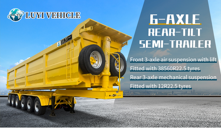 Remorque à benne basculante arrière hydraulique à 6 axes 9