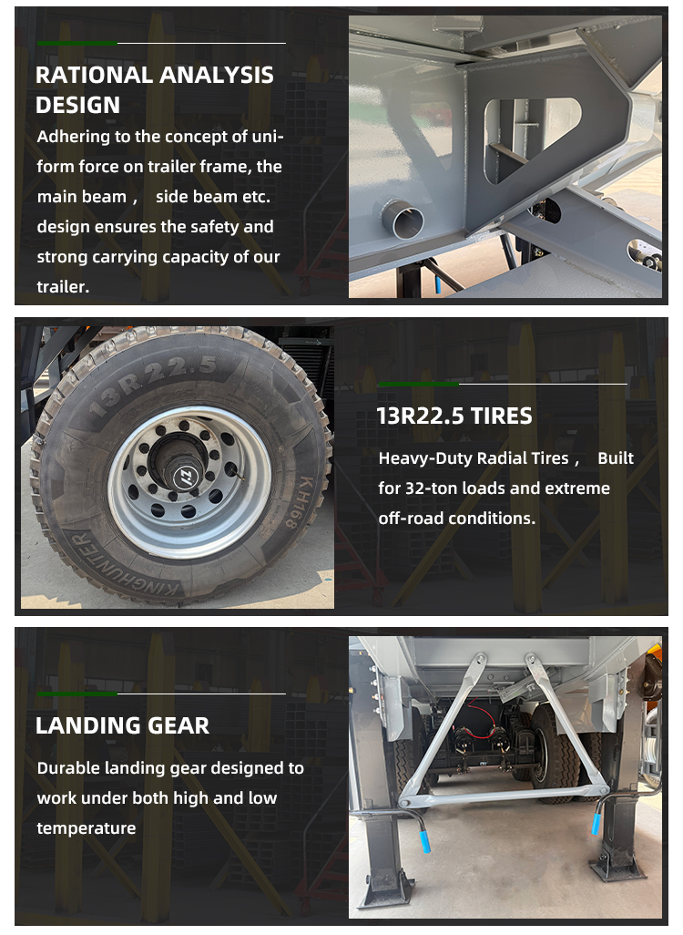 4 оси 60 тонн транспортных измельченных камней, перекрывающихся задней свалки 11