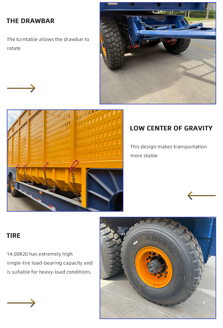 6x4 Dump Truck Full Trailer With Drawbar Side Wall 10