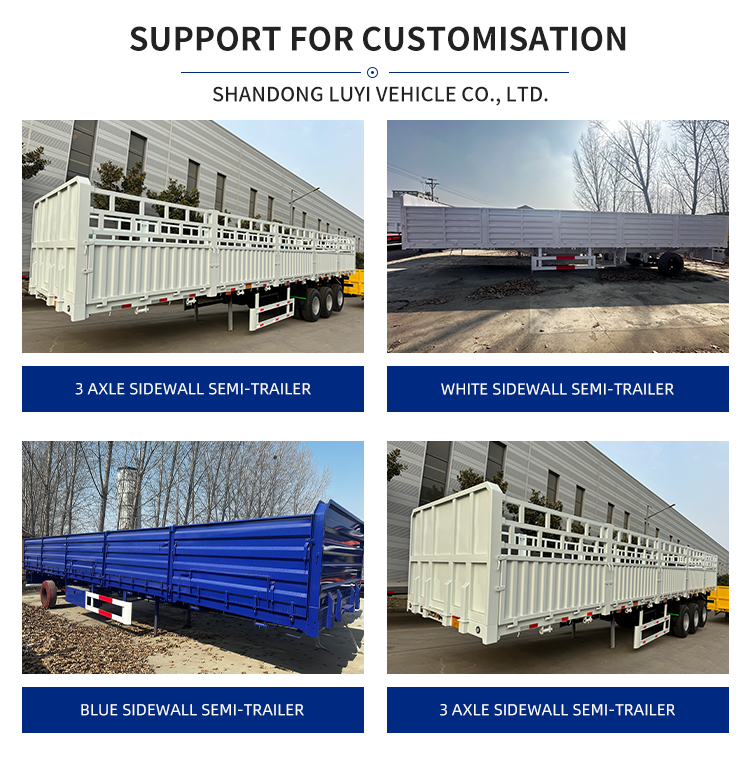4 Axle Drop Side Board Sidewall Semi Trailer With Fence 12