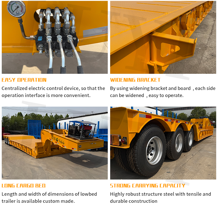 Semi de lecho de cama baja de cabecera hidráulica de 3 ejes 11
