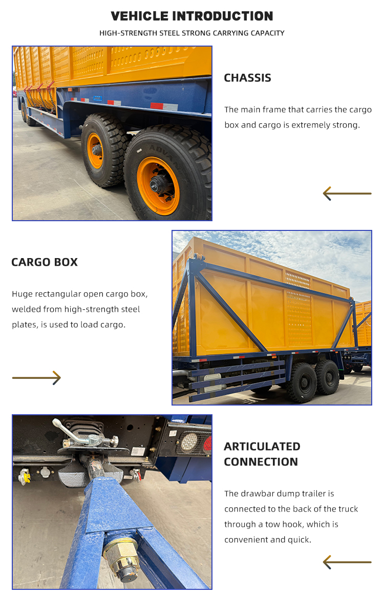 6x4 Dump Truck Full Trailer With Drawbar Side Wall 9