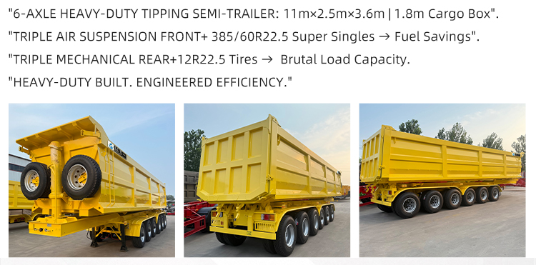 Remorque à benne basculante arrière hydraulique à 6 axes 10