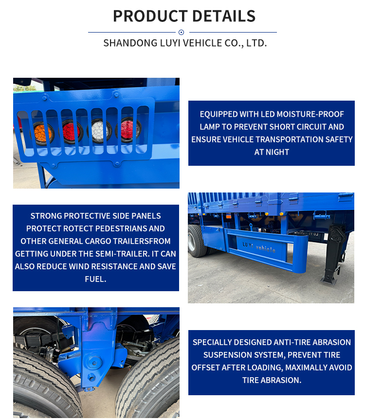 4 Axle Drop Side Board Sidewall Semi Trailer With Fence 11