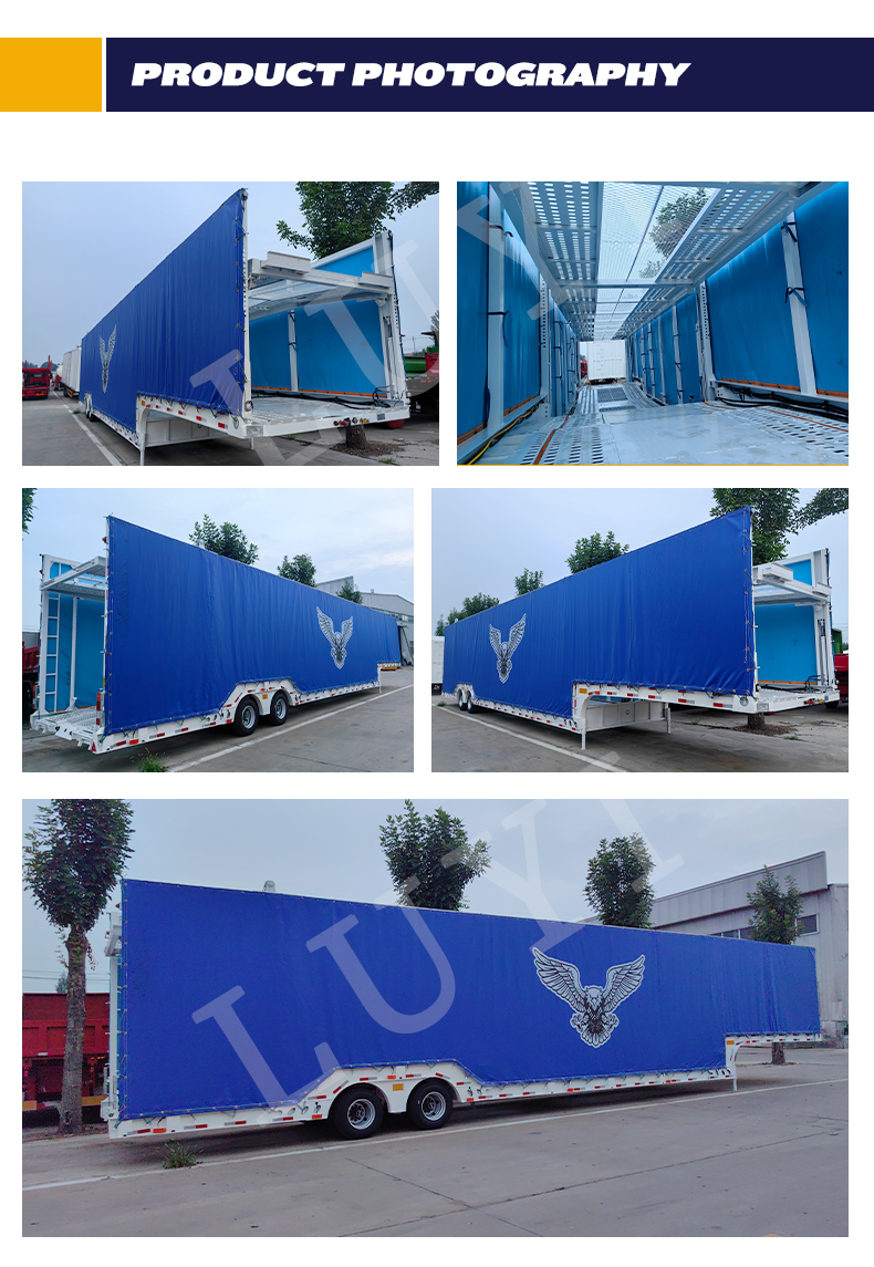 Double Floor 8 Cars Carrier Semi Trailer With Curtain 12