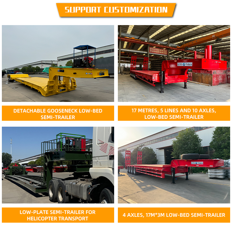 Semi de lecho de cama baja de cabecera hidráulica de 3 ejes 12