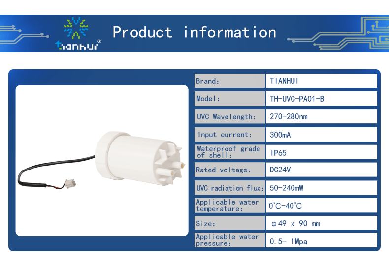 TH-UVC-PA01-B 265nm 275nm 280nm UVC Led Module Water Sterilizer For Flowing Water Disinfection 10