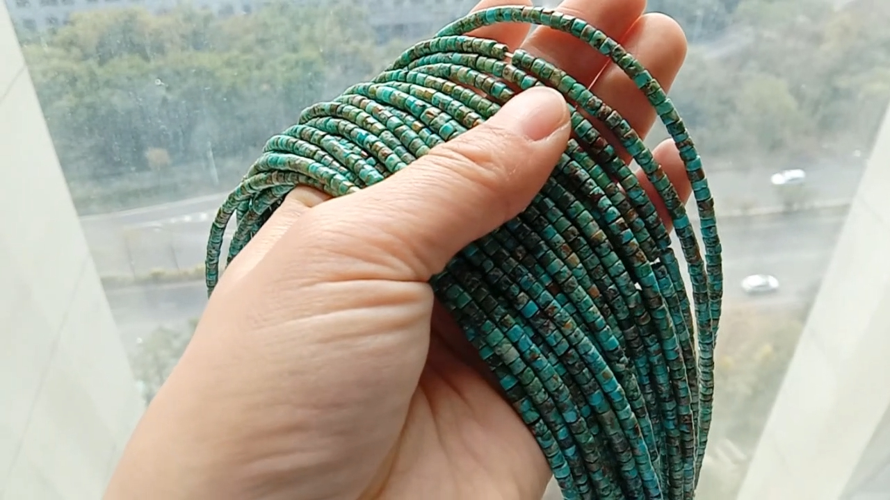 Natural Turquoise Heishi Bead Blue Hubei Turquoise Rough Cut Southwest Turquoise 12