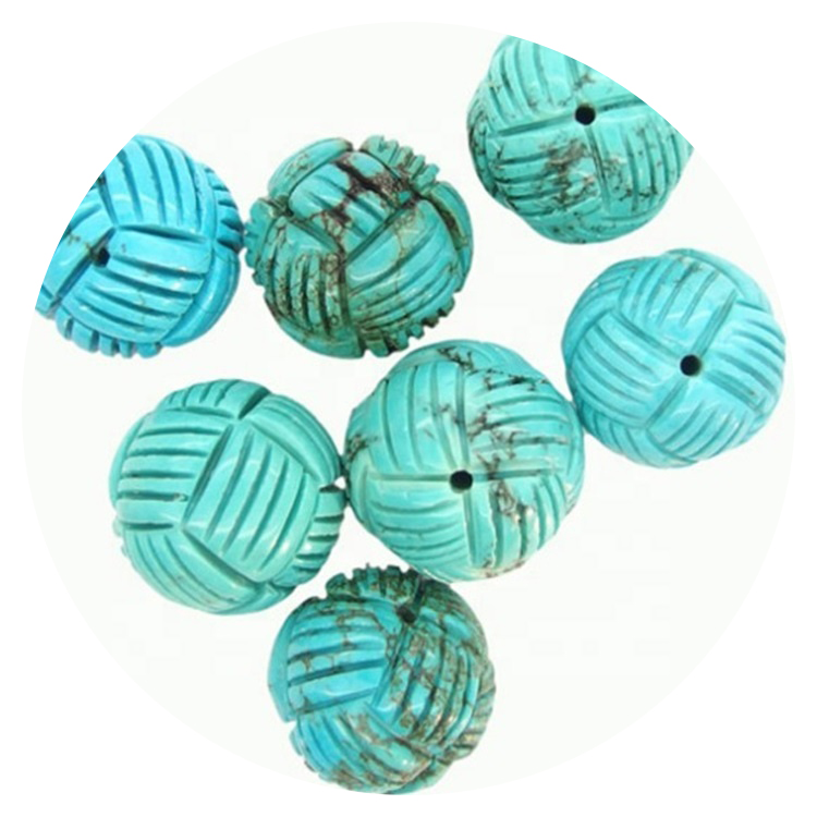 Natierlech türkis Blummen Carving Beads Blummenform 7
