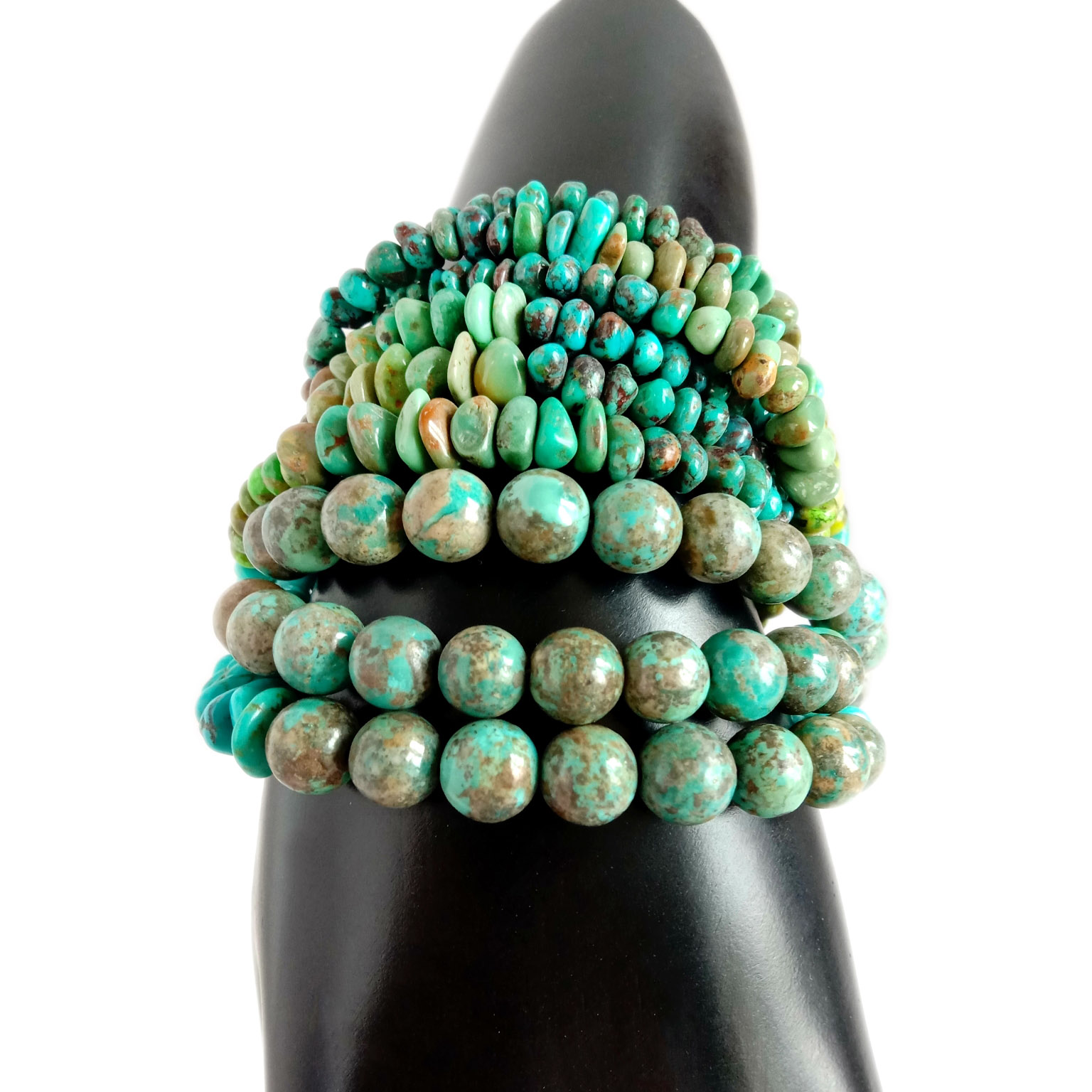 Nhazi Pụrụ Iche Abụọ eriri olu Turqupose Round Beads Chips na Rondelle n'ịdịmma dị iche iche 15