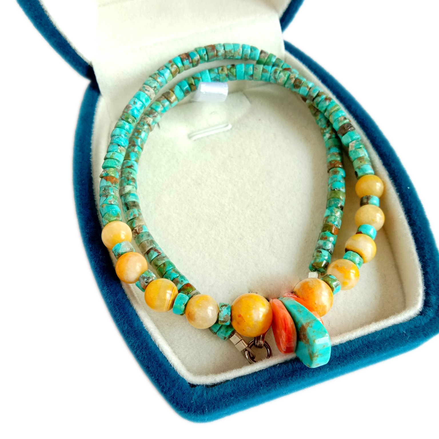 Natural turquoise bumblebee spiny oyster Necklaces Handmade Jewelry 15