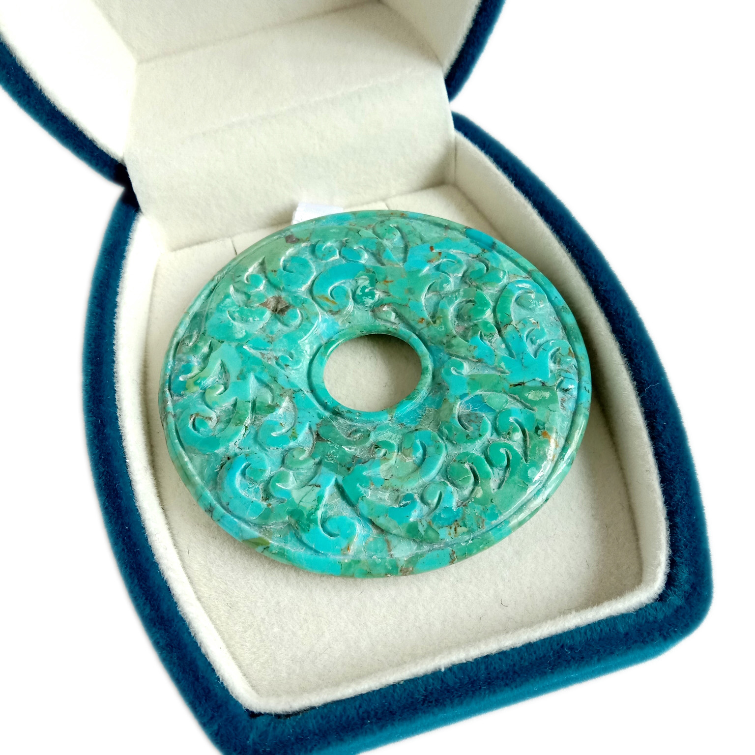 De-kalidad nga Turquoise Carved Artware Karaang sensilyo Porma Taas nga Kalidad nga Gemstone Crafts 15