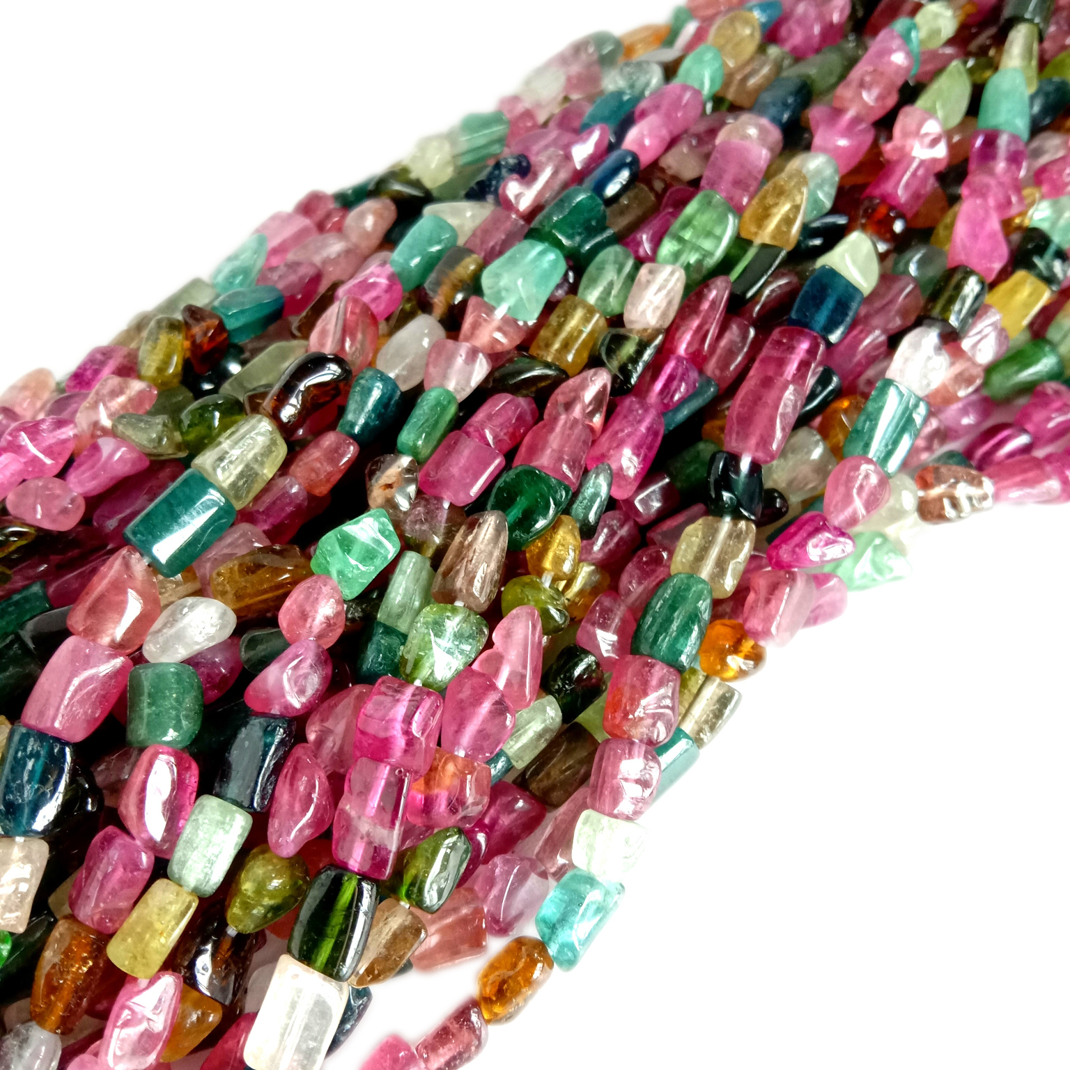 Ane Ruvara Tourmarline Chips Strands Yepamusoro Hunhu Semi-Yakakosha Gemstone Bead Strands 14