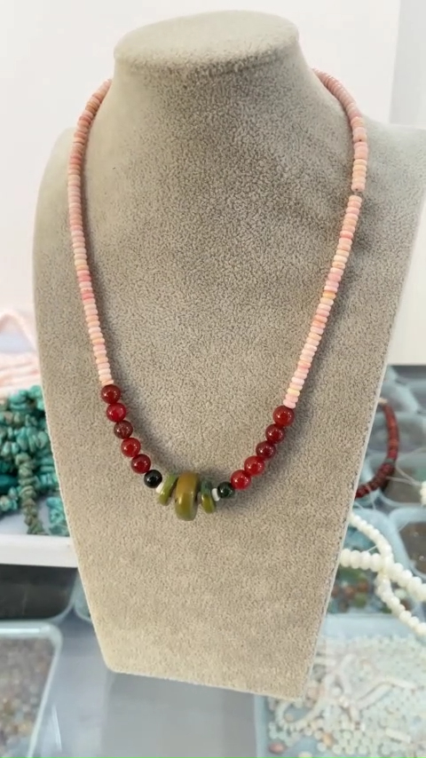 Clean Surface Mop Heishi och Rondelle med Coloful Rutilated Quartz Halsband Naturligt ädelstenshalsband 9