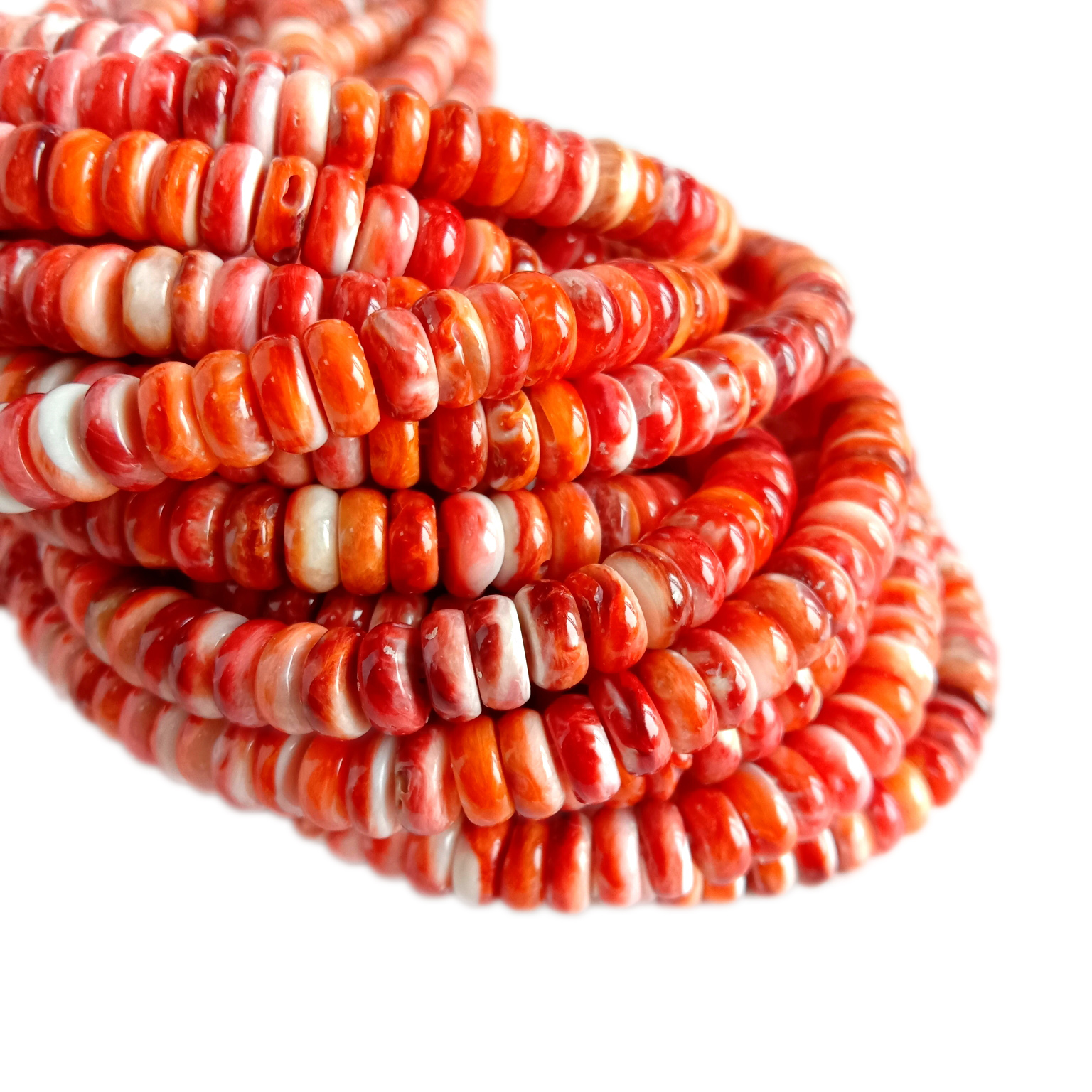 Red Spiny Oyster BEADS 6mm Rondelles provizo por fari juvelojn 14