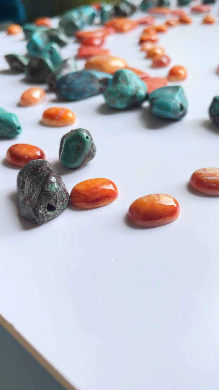 Natural Orange Spiny Oyster Cabochon gemstone making jewelry 8