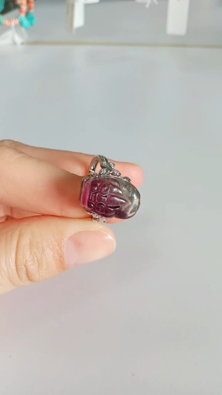 Rainbow Fluorite Ring Crystal Reiki smykker uk Womens Justerbar ring 8