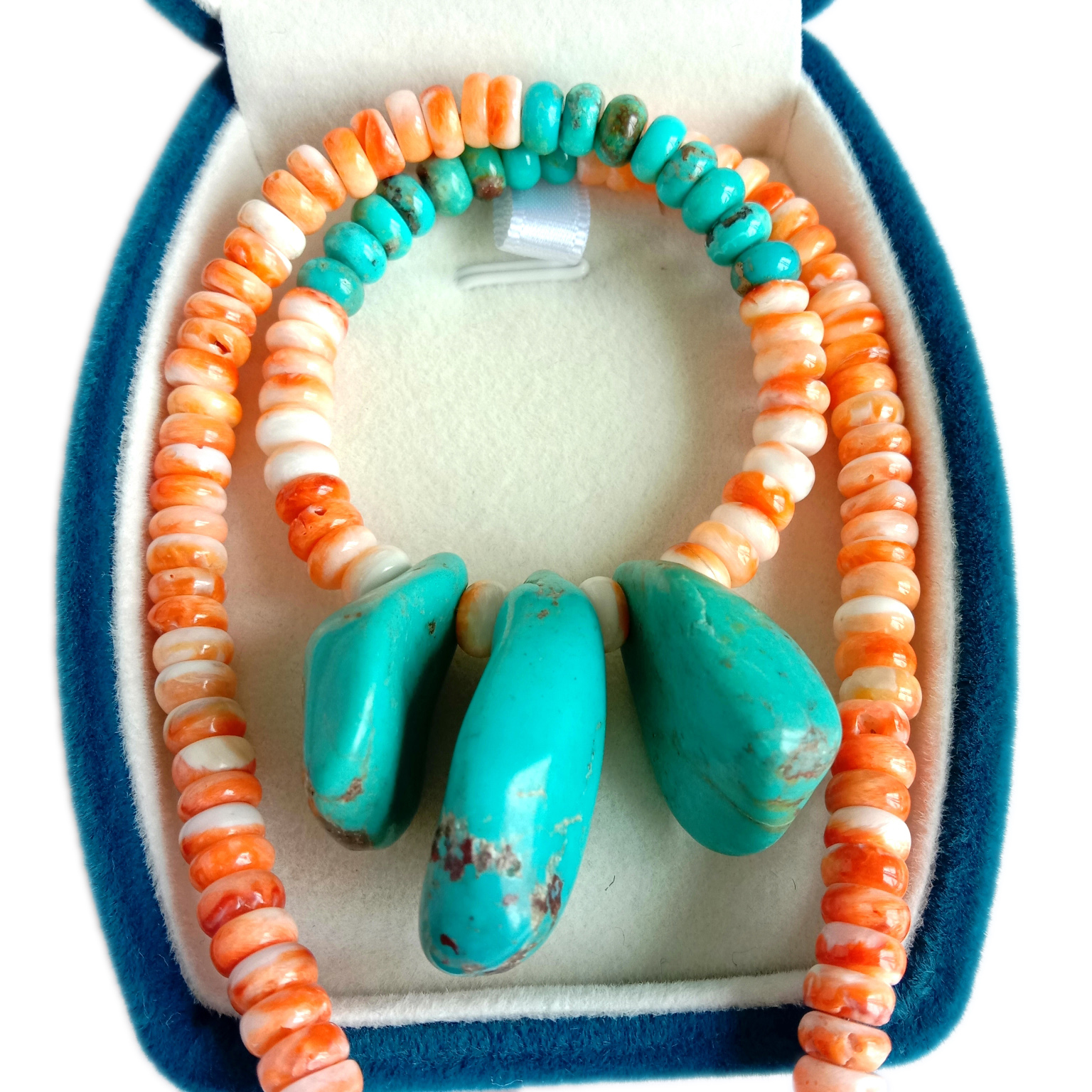 Alami spiny tiram pirus 925 Sterling Silver perhiasan handmade Kalung Batu Permata 14