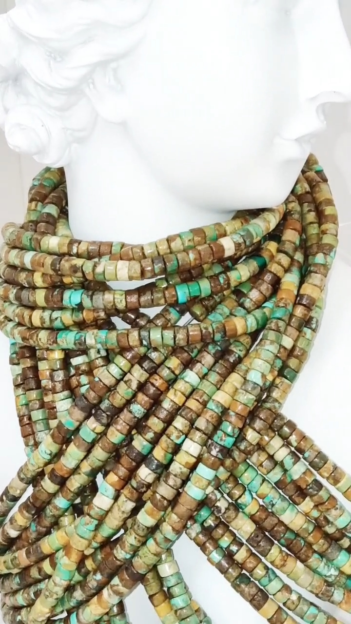 16 ਇੰਚ ਹਰੇ ਫਿਰੋਜ਼ੀ ਹੇਸ਼ੀ ਮਣਕਿਆਂ ਵਿੱਚ ਫਿਰੋਜ਼ੀ ਹੇਸ਼ੀ 4MM ਬੀਡਸ ਅਸਲੀ ਪੱਥਰ ਦੀ ਲੰਬਾਈ 12