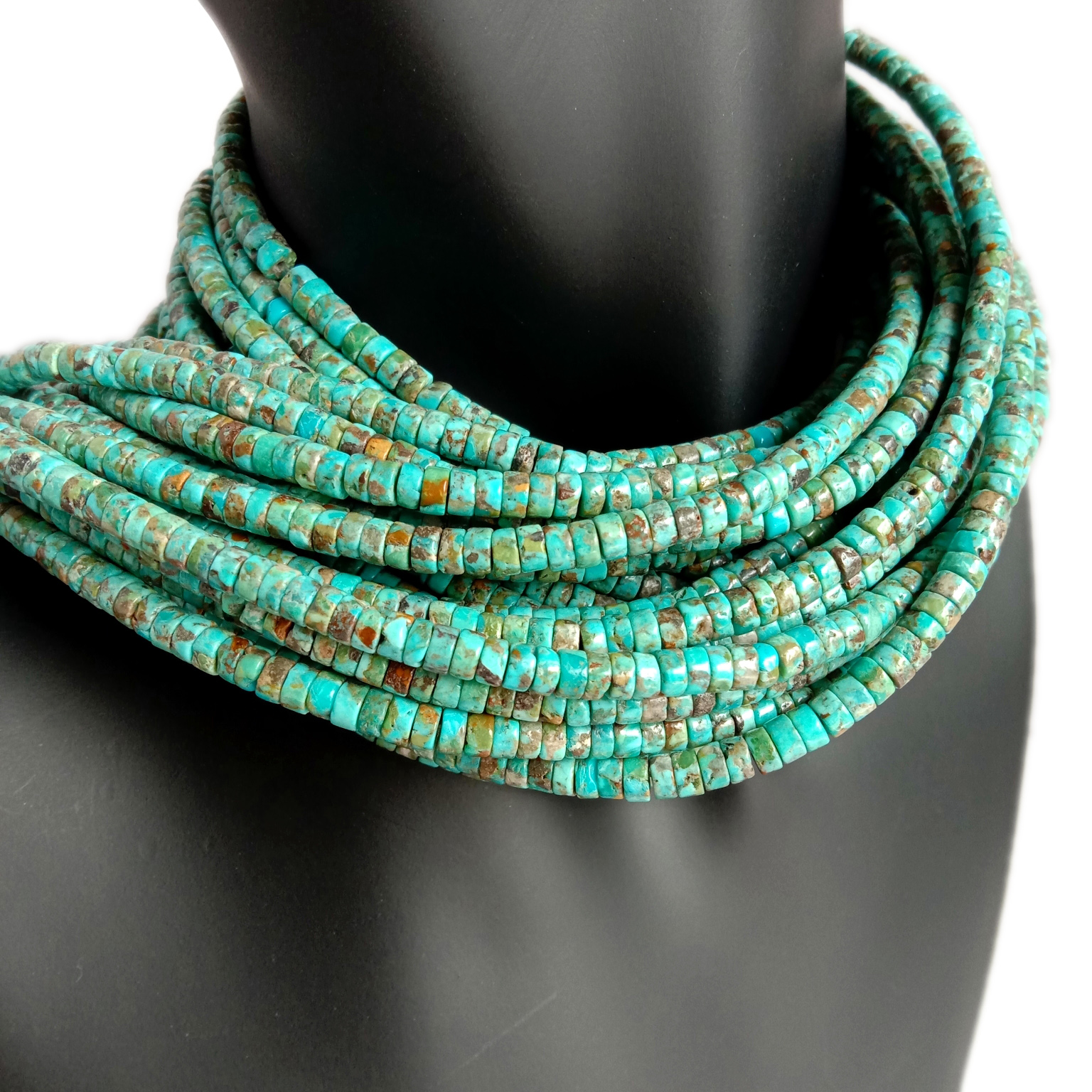 Ntuj Turquoise Ntuj 4 hli Turquoise Heishi hlaws rau Jewellery ua 18