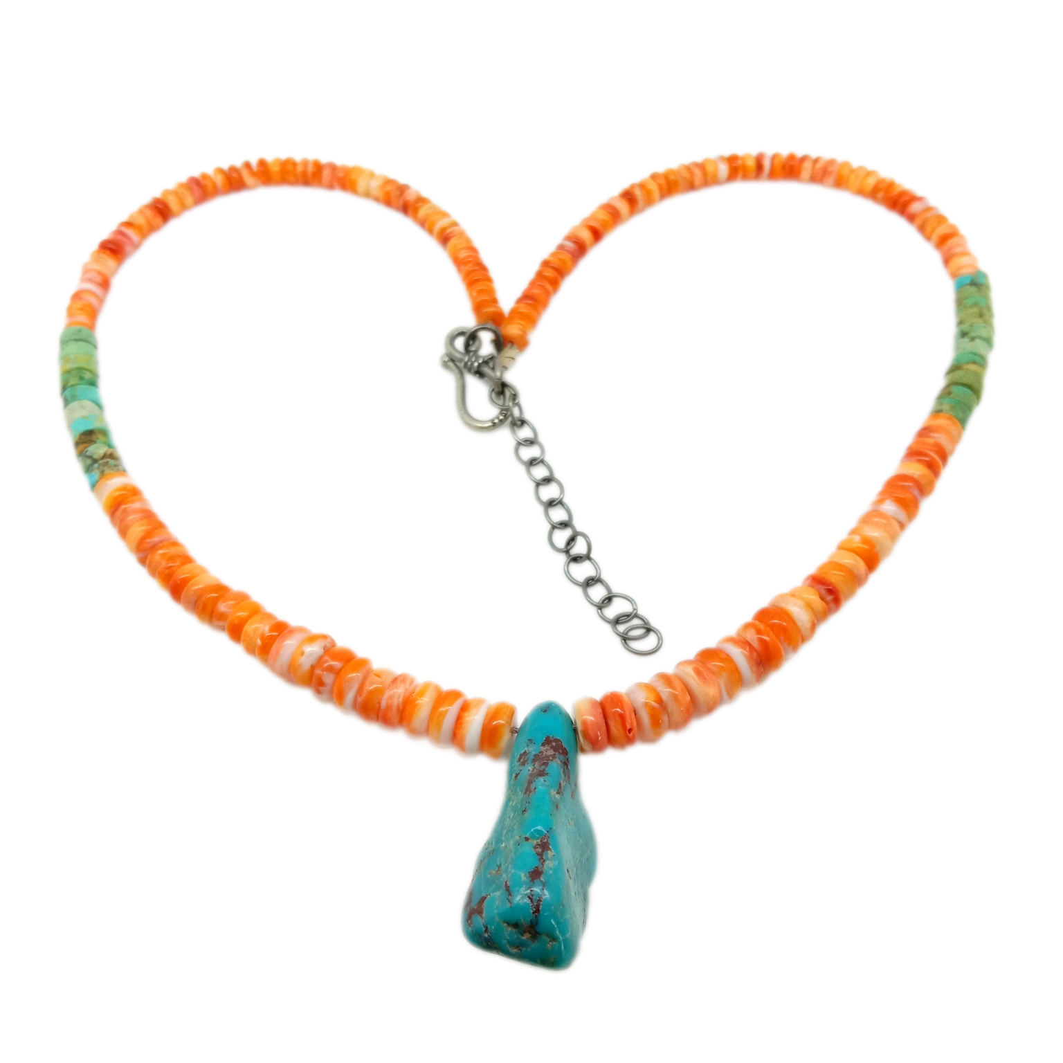 16 Nti Ntuj Spiny Oyster turquoise Pendant Necklace nrog Txiv kab ntxwv Spiny Oyster thiab Turquoise ua 14