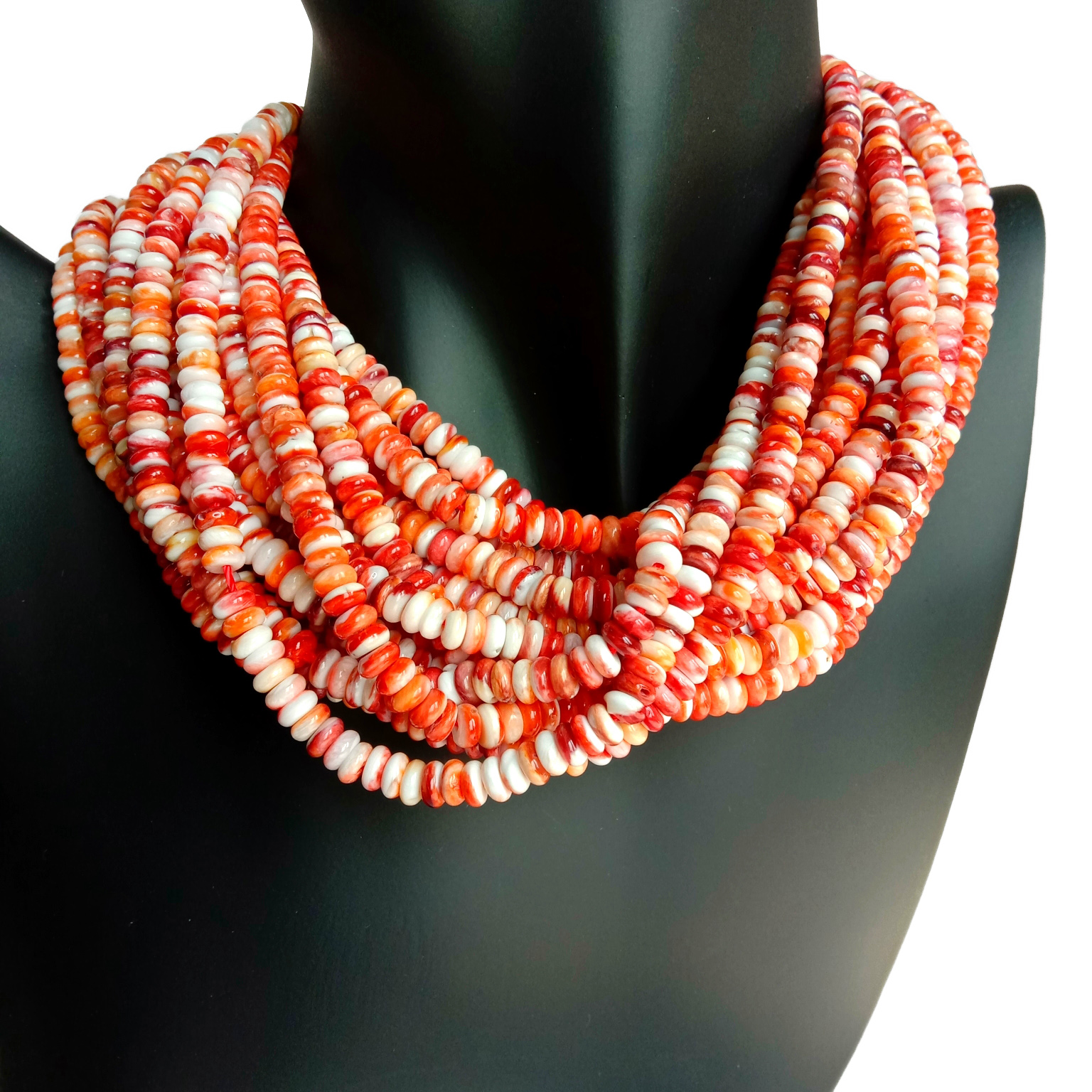 Natuurlike stekelrige oesterskulpkraal 4mm Roundell vorm Pragtige natuurlike oranje kleur Hoë kwaliteit 14