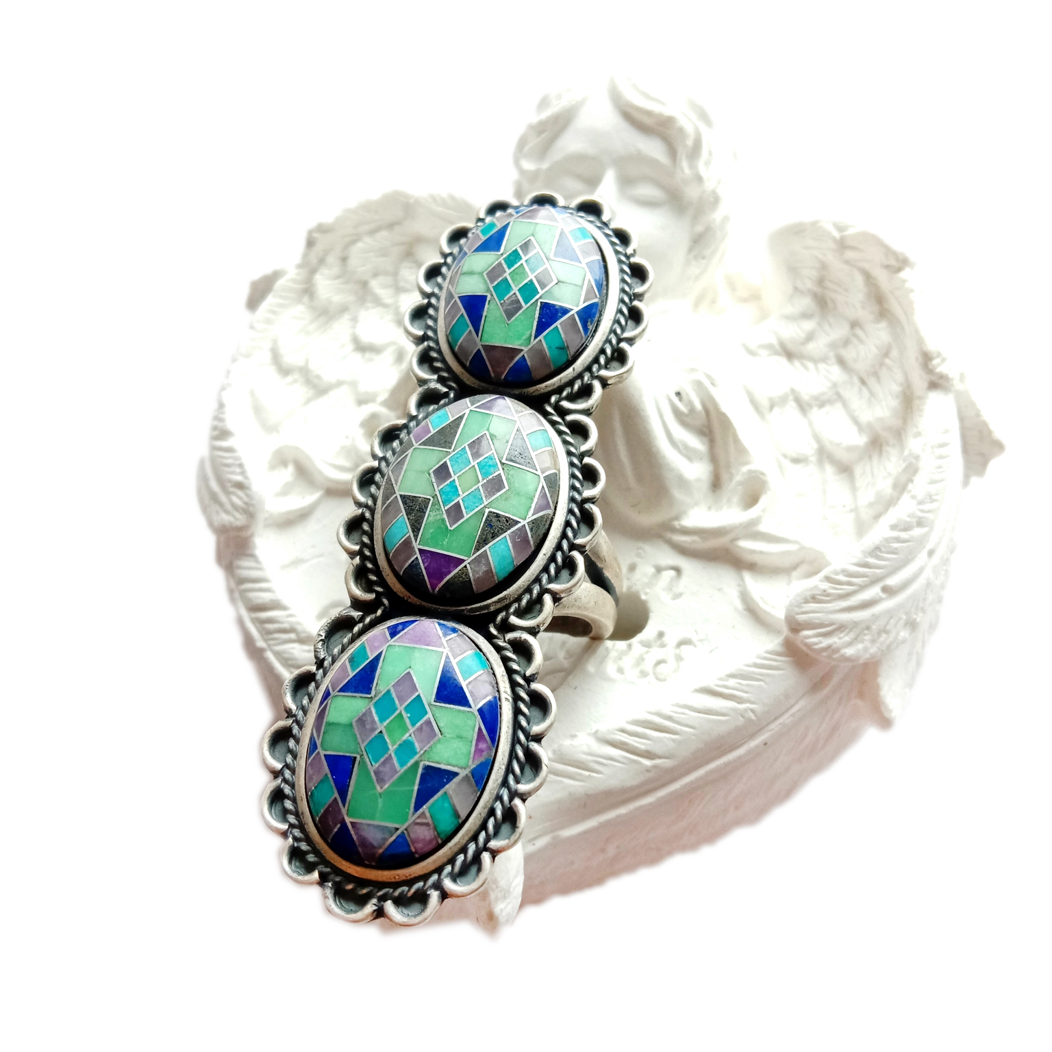 Vintage Turquoise ئۈزۈكى تەبىئىي ئارىزونا تۇركۇزا ئۈزۈك سوۋغىسى ئۇنىڭغا 15
