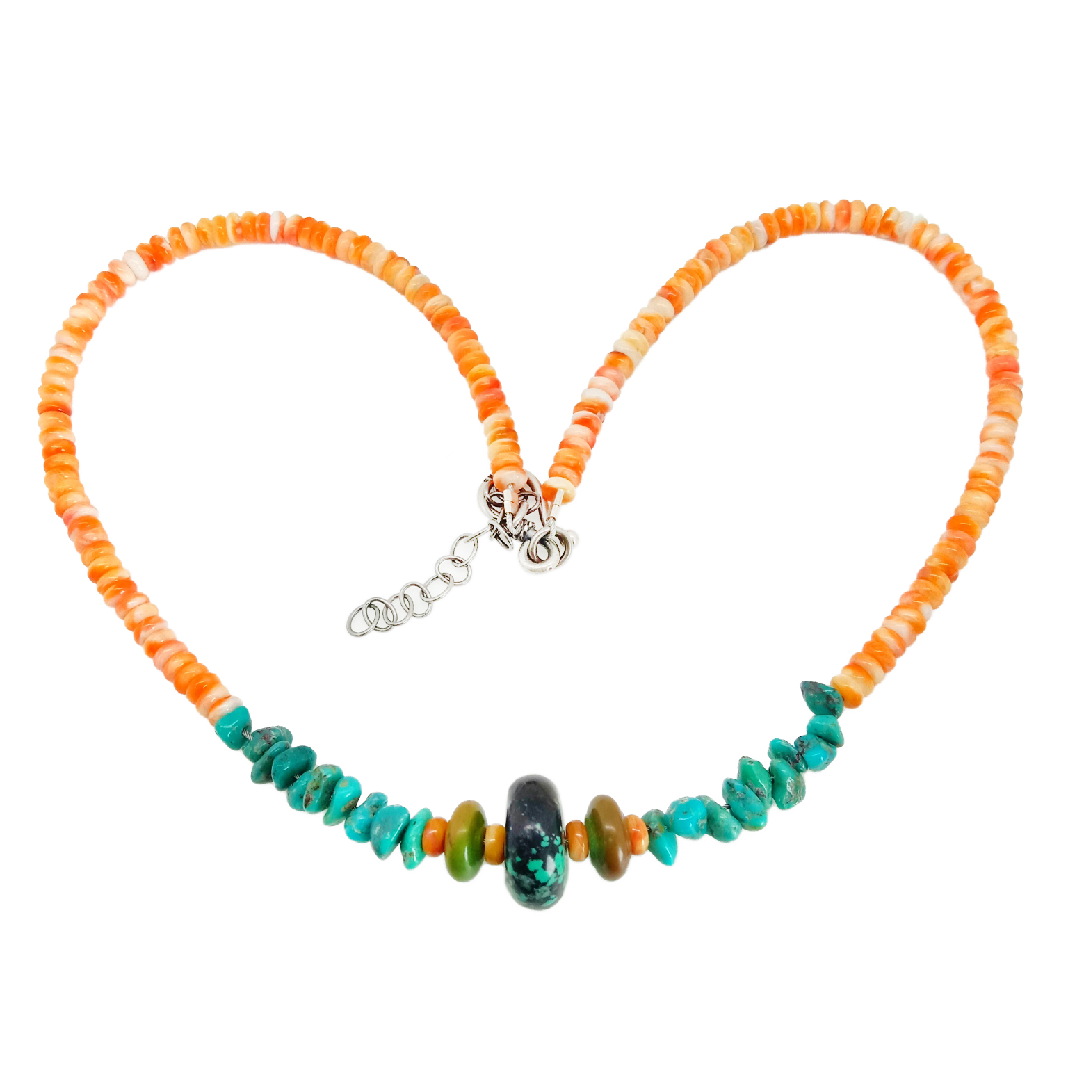 يەرلىك ئامېرىكىلىق كۆك تۇركۇزا ۋە Spiny Oyster 925 ئۇنىڭغا سىتېرلىڭ كۈمۈش زەنجىر سوۋغات 14