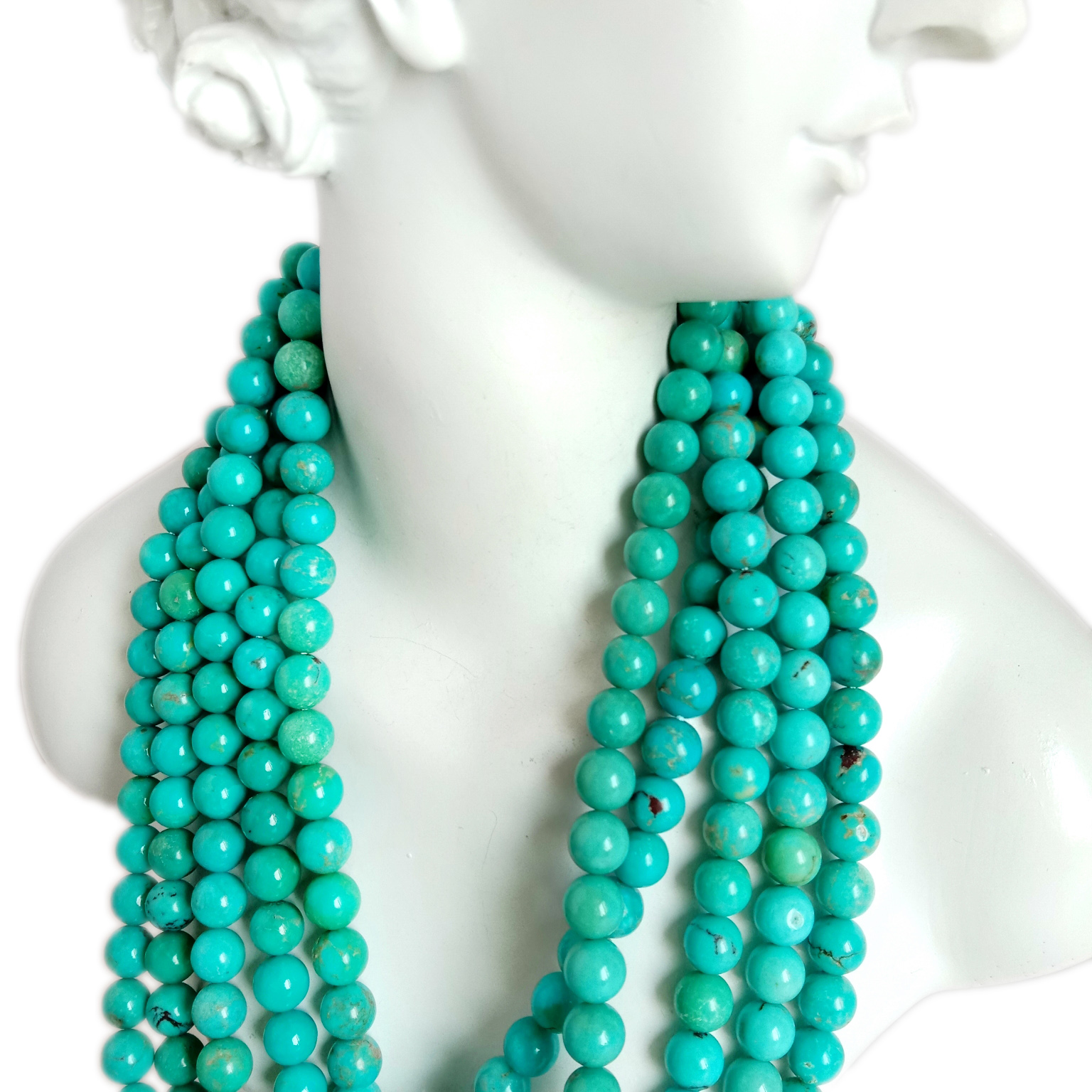 Turquoise pob zeb hlaws 5 hli round hlaws Gorgeous ntuj xiav turquoise gemstone hlaws tiag zoo zoo 18