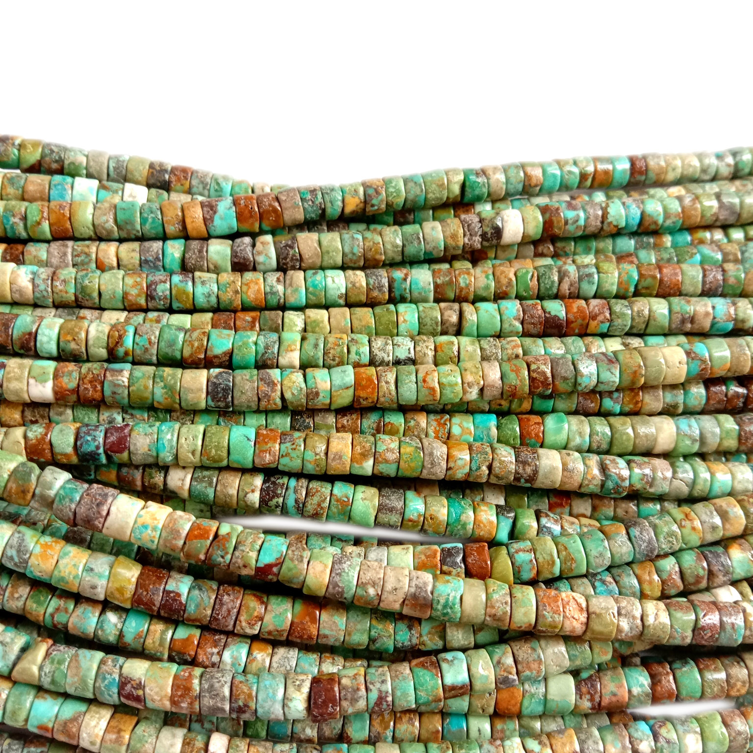 Gemstone Campitos Turquoise 16 4mm Heishi ua Zoo Nkauj Necklace 18