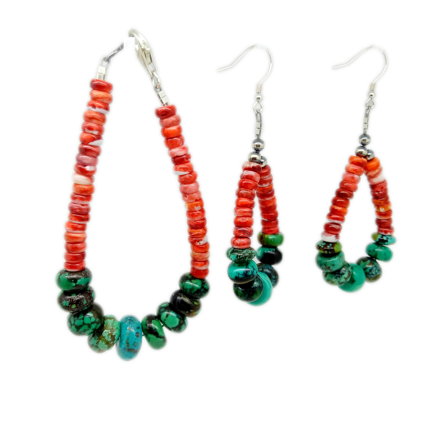 Ntuj spiny oyster thiab turquoise 925 Sterling nyiaj teeb Gemstone hlaws Turquoise hlaws 14