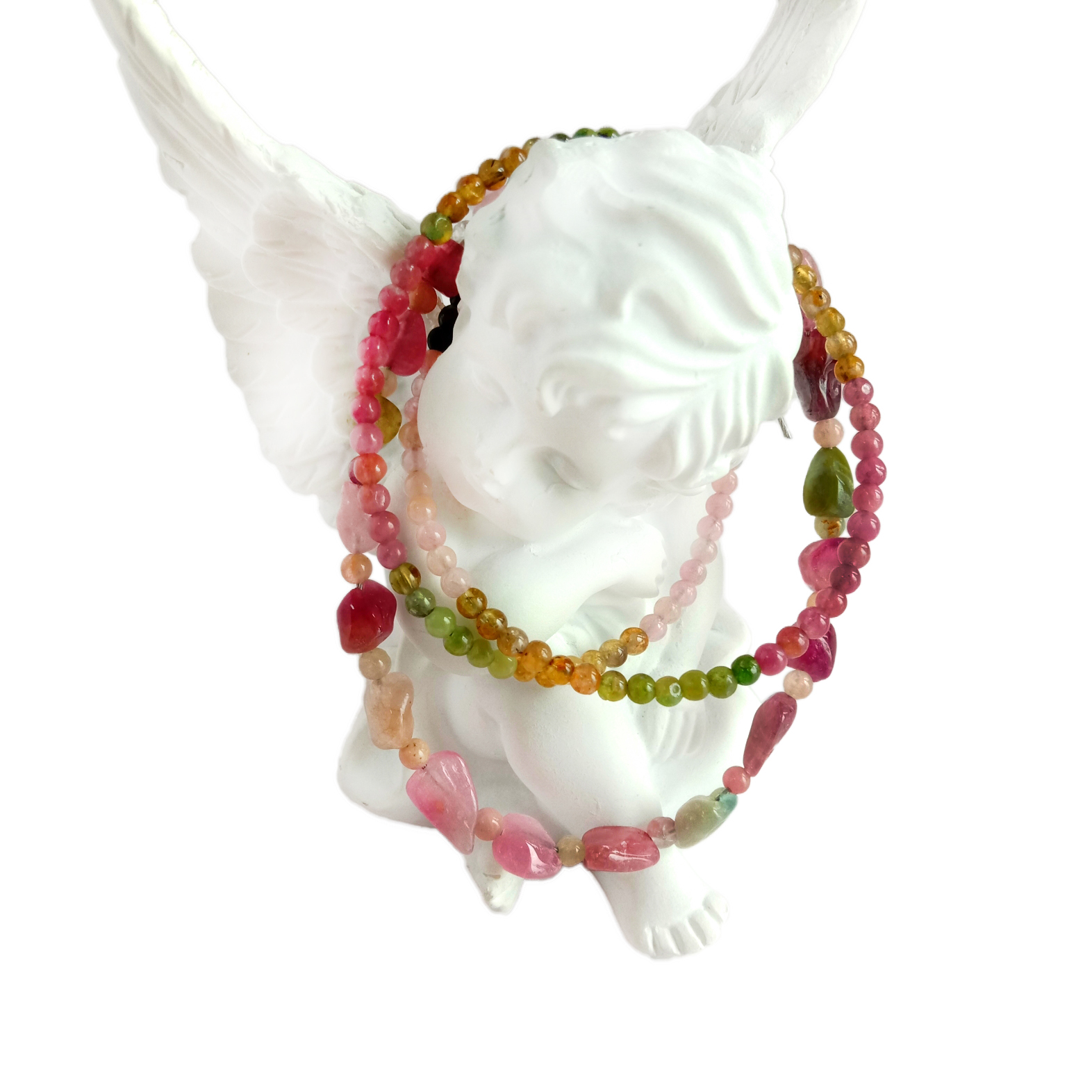 Náttúrulegt Tourmaline Rubellite Apyrite 925 Sterling Silfur Gemstone perlur skartgripi gemstone hálsmen 14