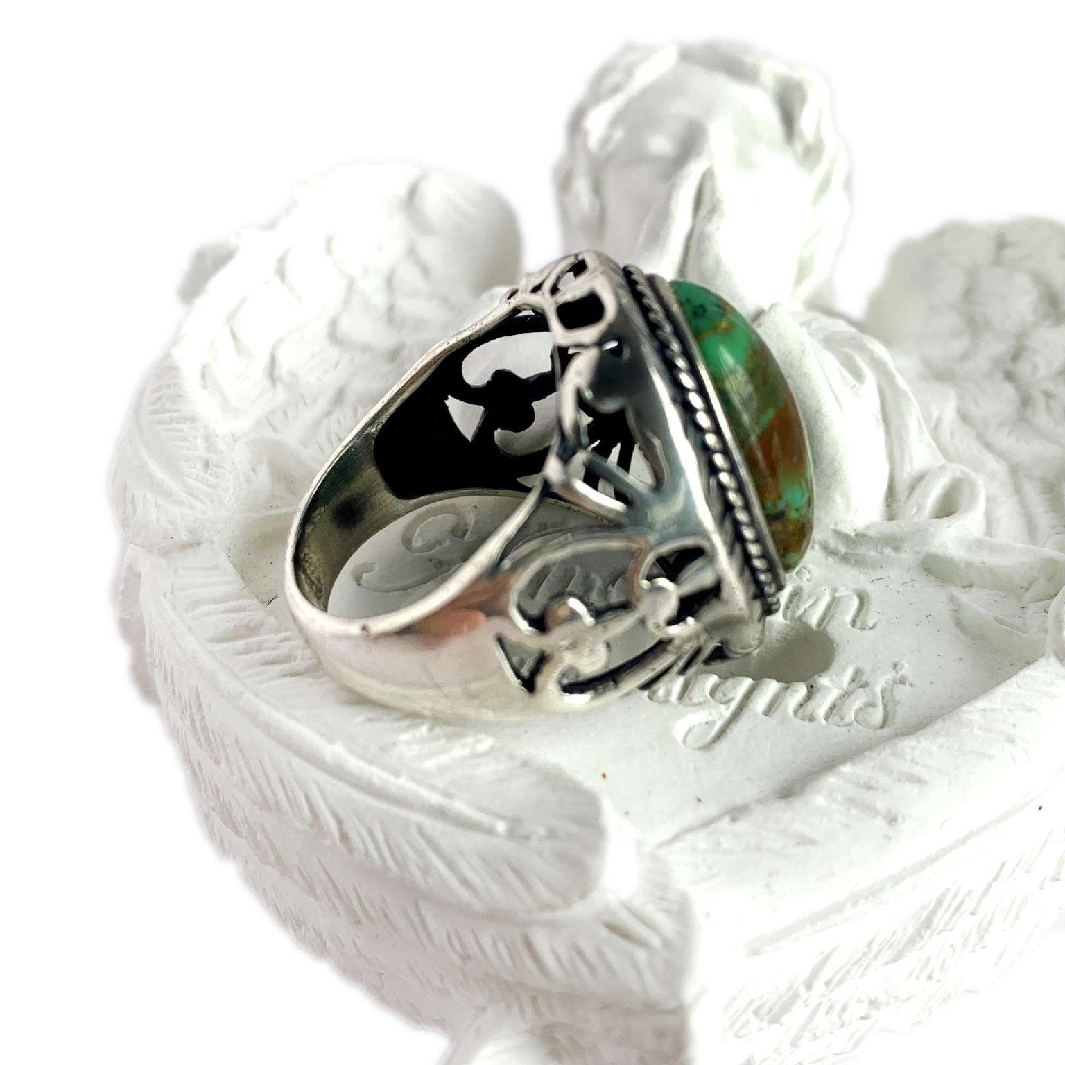 Təbii firuzə üzük əl işi 925 əyar gümüş üzük Oval qiymətli daş üzük Alternativ Nişan üzüyü 15