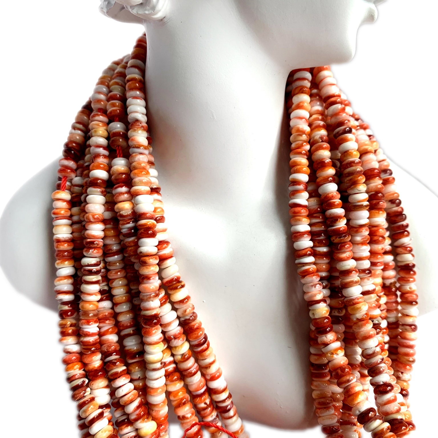 Ntuj Spiny Oyster Plhaub hlaws Rondelle Beads Jewelry Ua Khoom Siv Loose hlaws Bright Rondelle hlaws 14