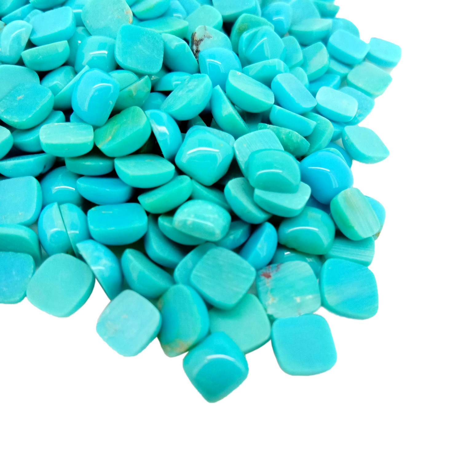 ブルー ターキーズ キャブ 6mm 楕円形 ポリッシュ仕上げ 表面 天然素材 アメリカ製 ジュエリー製作用 15