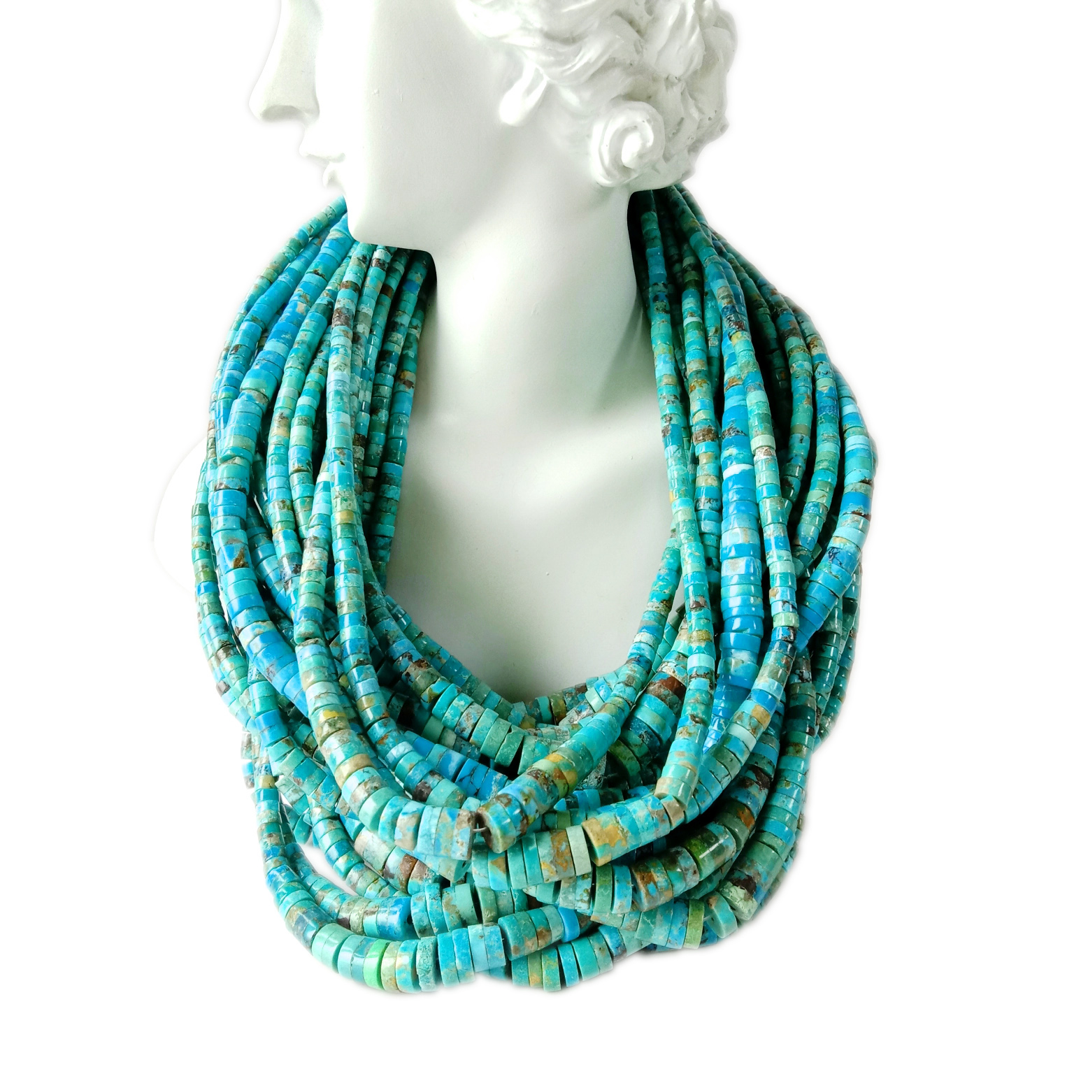 फिरोजा हेशी मोती फिरोजा मोती नीलो स्पेसर मोती नीलो गहना 18