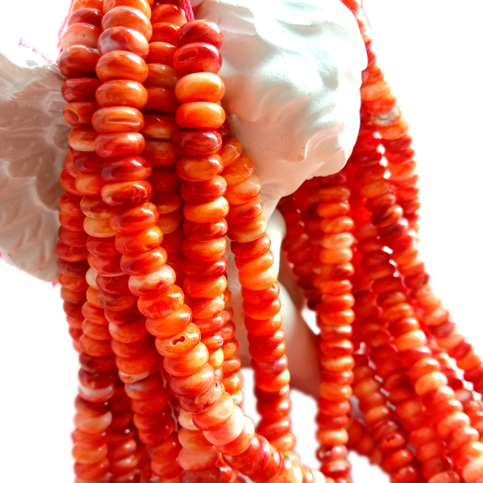 ପ୍ରକୃତ ପ୍ରାକୃତିକ ଦୀପ କମଳା ସ୍ପିନି ଓଷ୍ଟର 6 ମିମି ରୋଣ୍ଡେଲ ବିଡ୍ | 14