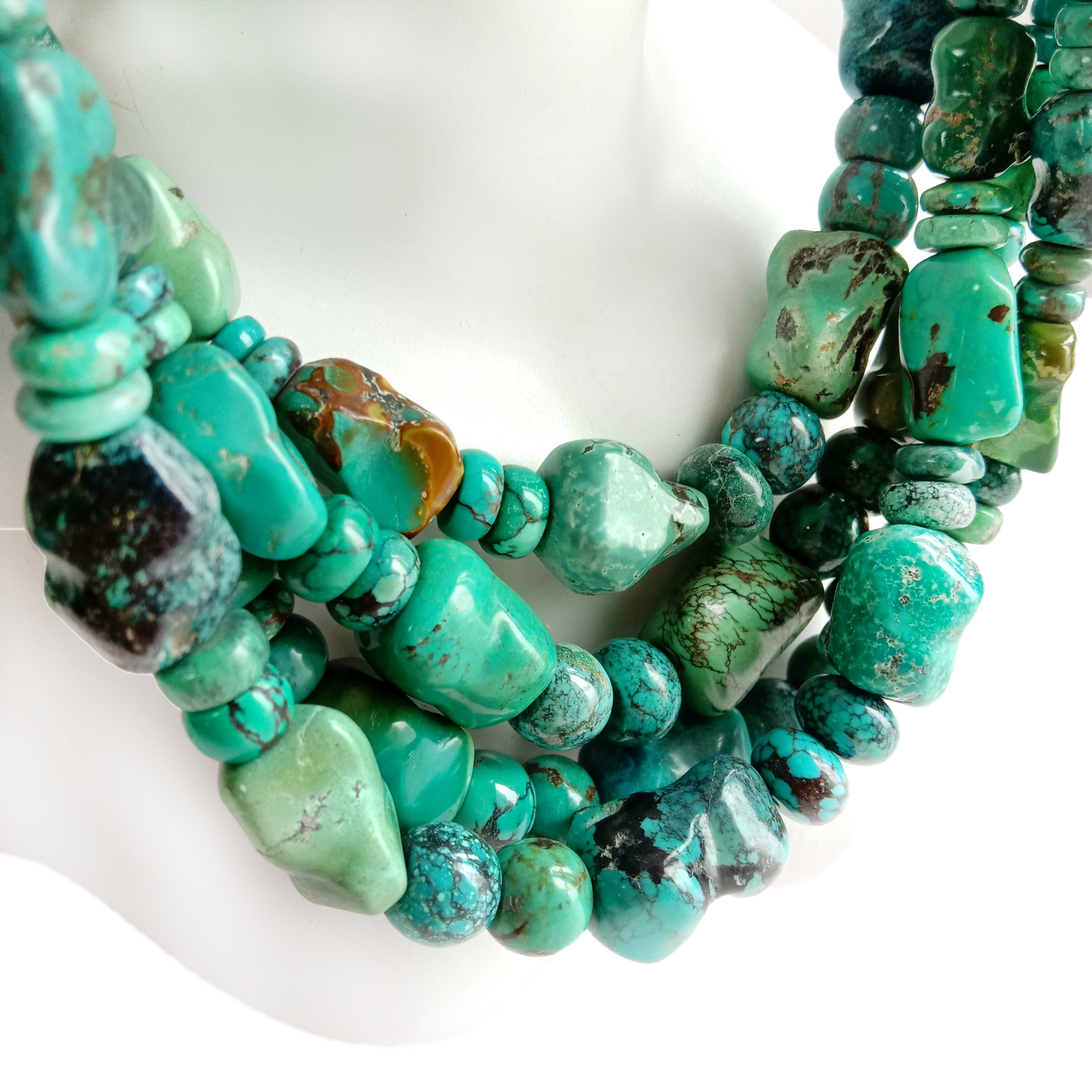 Təbii Tibet Firuzəyi Muncuq Gemstone 16 düymlük Strand Gemstone Boncuk Zərgərlik Sənətləri 15