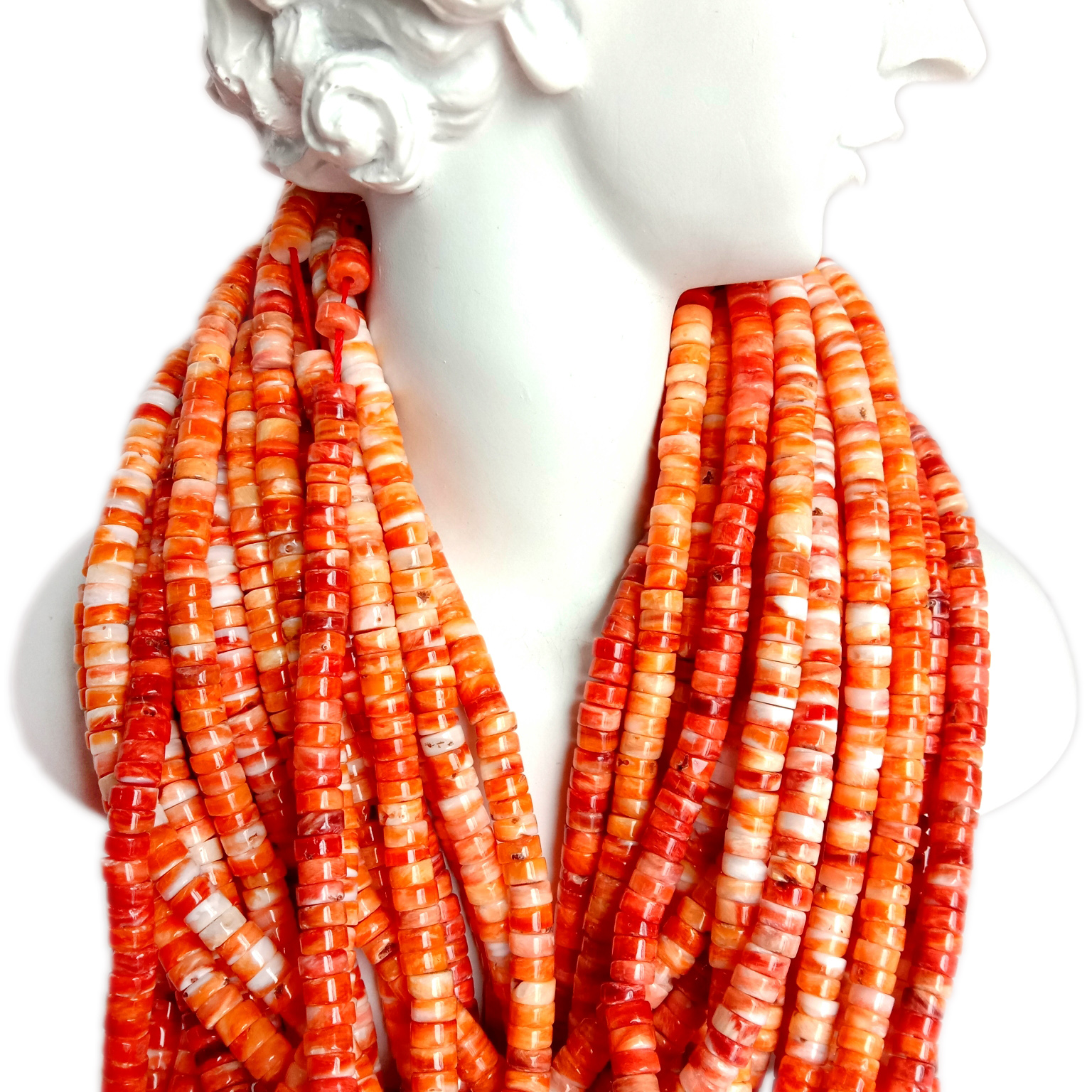 5mm Spiny Oyster Plhaub hlaws Rondelle Beads Ntuj hlaws cov hniav nyiaj hniav kub ua khoom siv xoob hlaws 14