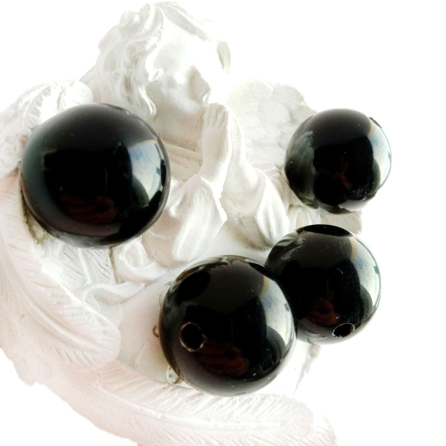 19 mm zwarte Obsidiaan kralen Crystal Mala kralen Healing Crystal kralen ronde zwarte kralen 14
