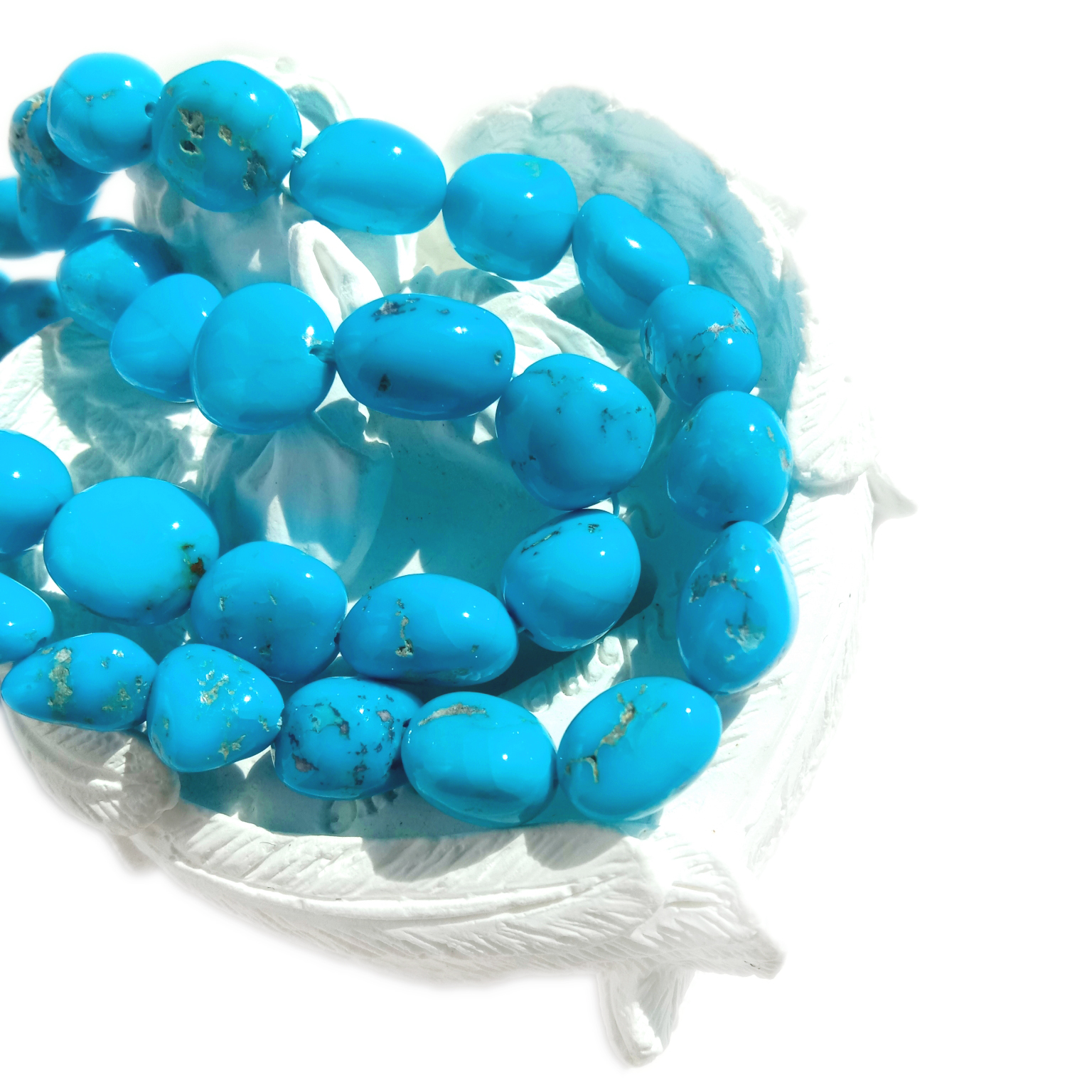 કુદરતી પીરોજ રત્ન માળા અનિયમિત નગેટ ચિપ્સ આકાર પીરોજ વાદળી રંગ પીરોજ રત્ન માળા 18