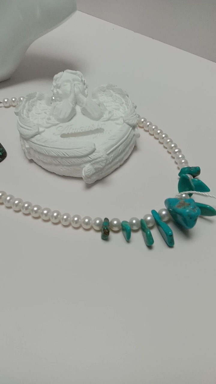 طبیعي سپني اویسټر mop925 د سټرلینګ سپینو زرو هار 100٪ طبیعي ډبره 16 سټینډ) 8