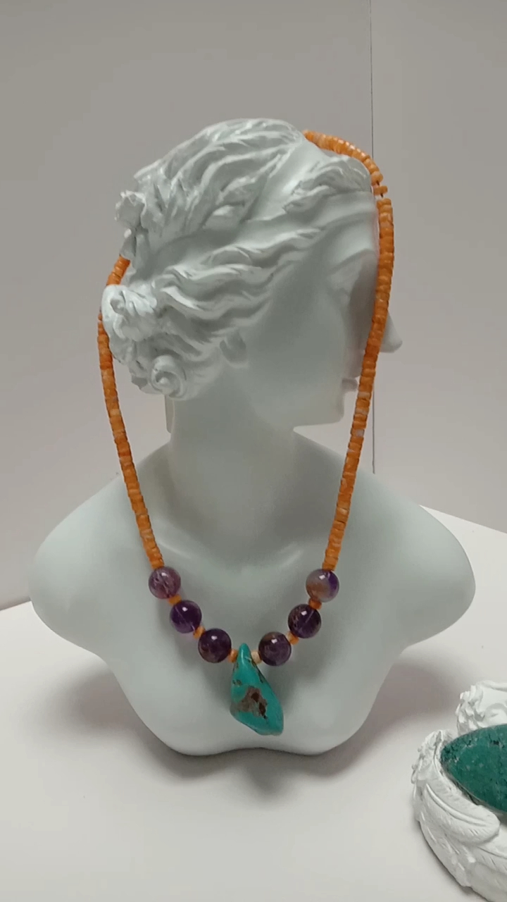 Natural Turquoise pearl 925 Sterling Silver Necklace  100% natural stone 8