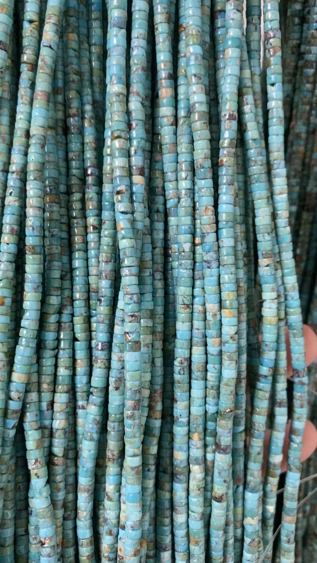 Natural Turquoise Heishi Bead Genuine Turquoise Blue Green Disc Loose Bead 12