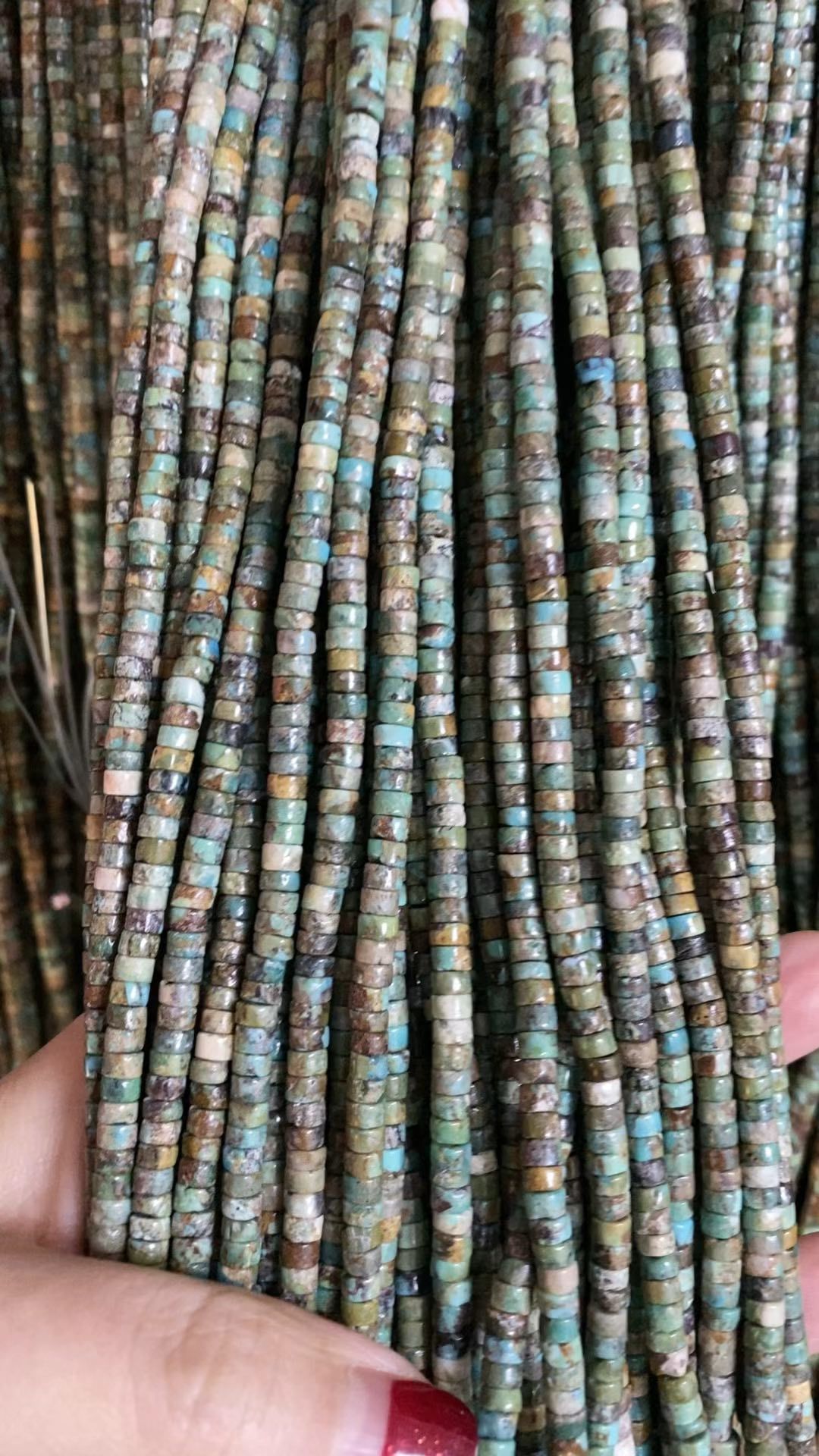 16 Strand äkta 4 mm blå turkos Heishi Gemstone Beads däck 12